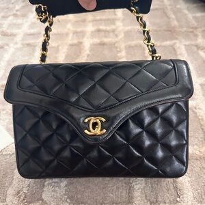 Chanel Mini 19cm Series 1 Flap Bag Black Lambskin with 24k gold-plated hardware